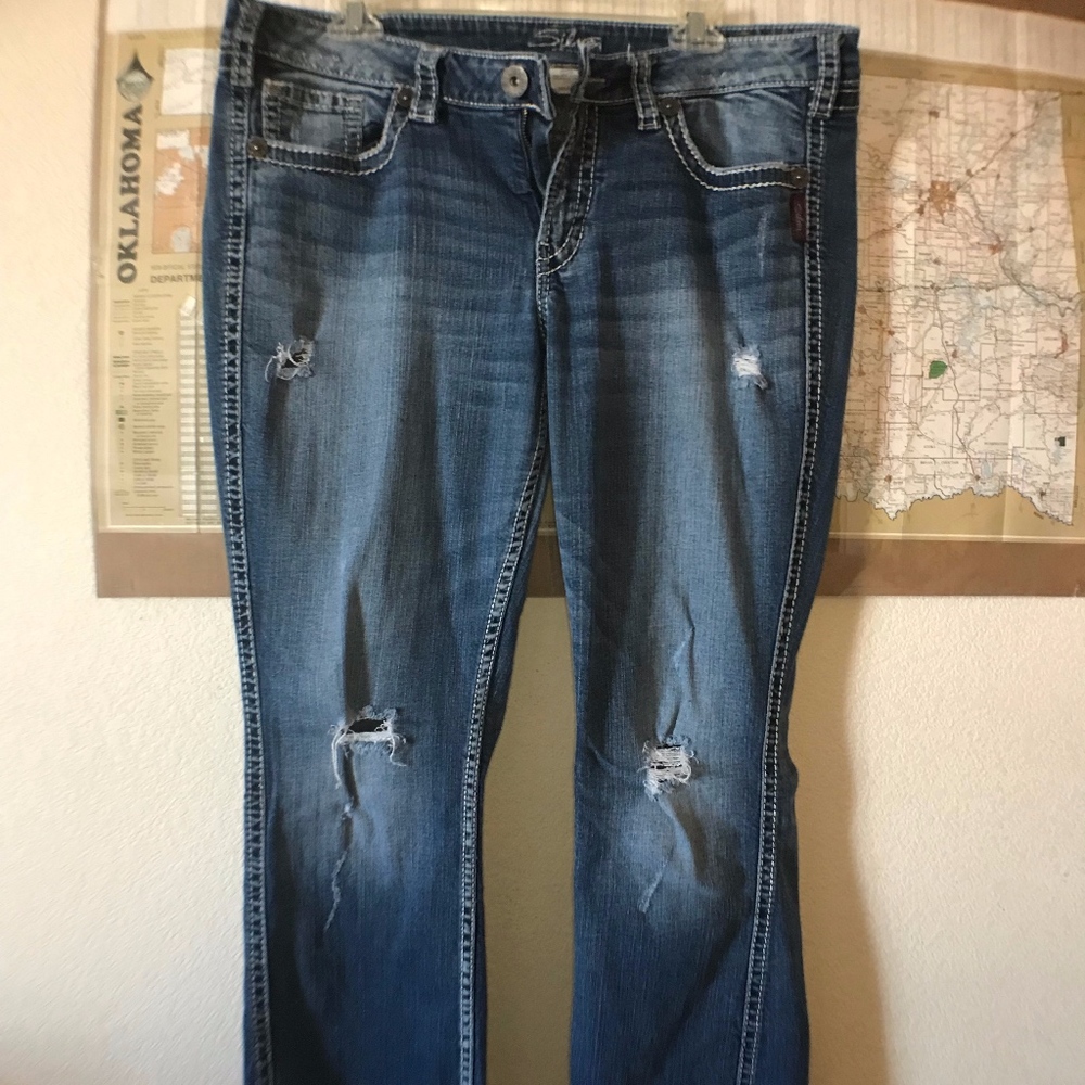 Great Condition Ripped Boot Cut Jeans